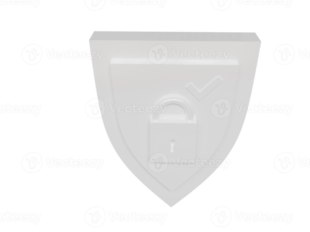 Protection enabled white symbol. 3d render. photo