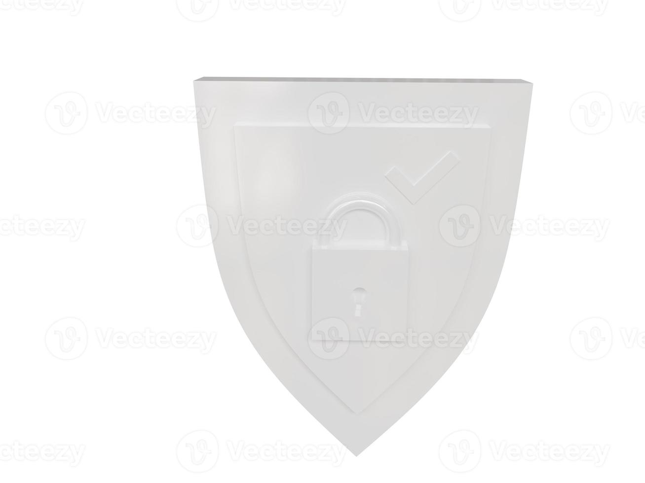 Protection enabled white symbol. 3d render. photo