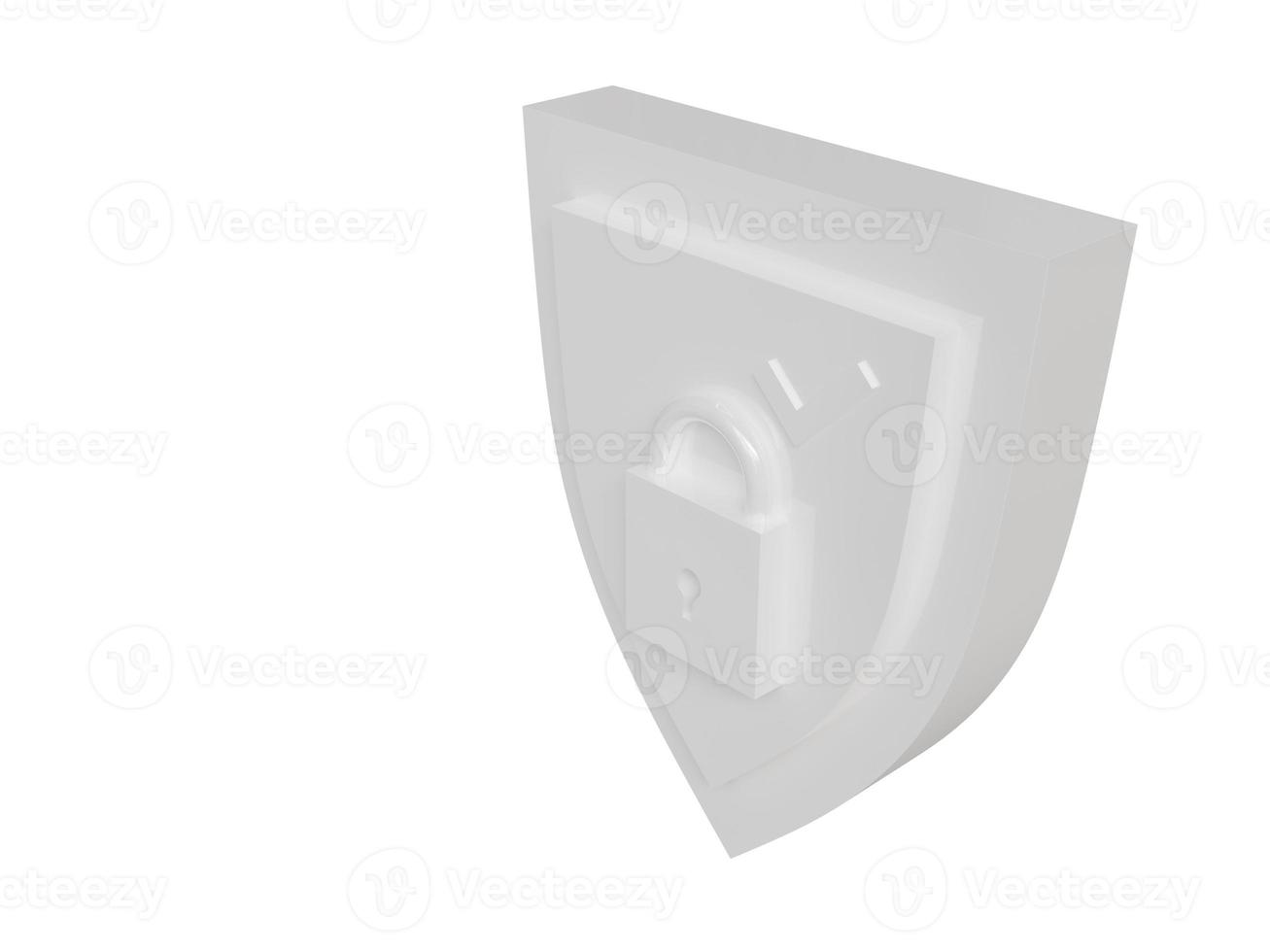 Protection enabled white symbol. 3d render. photo