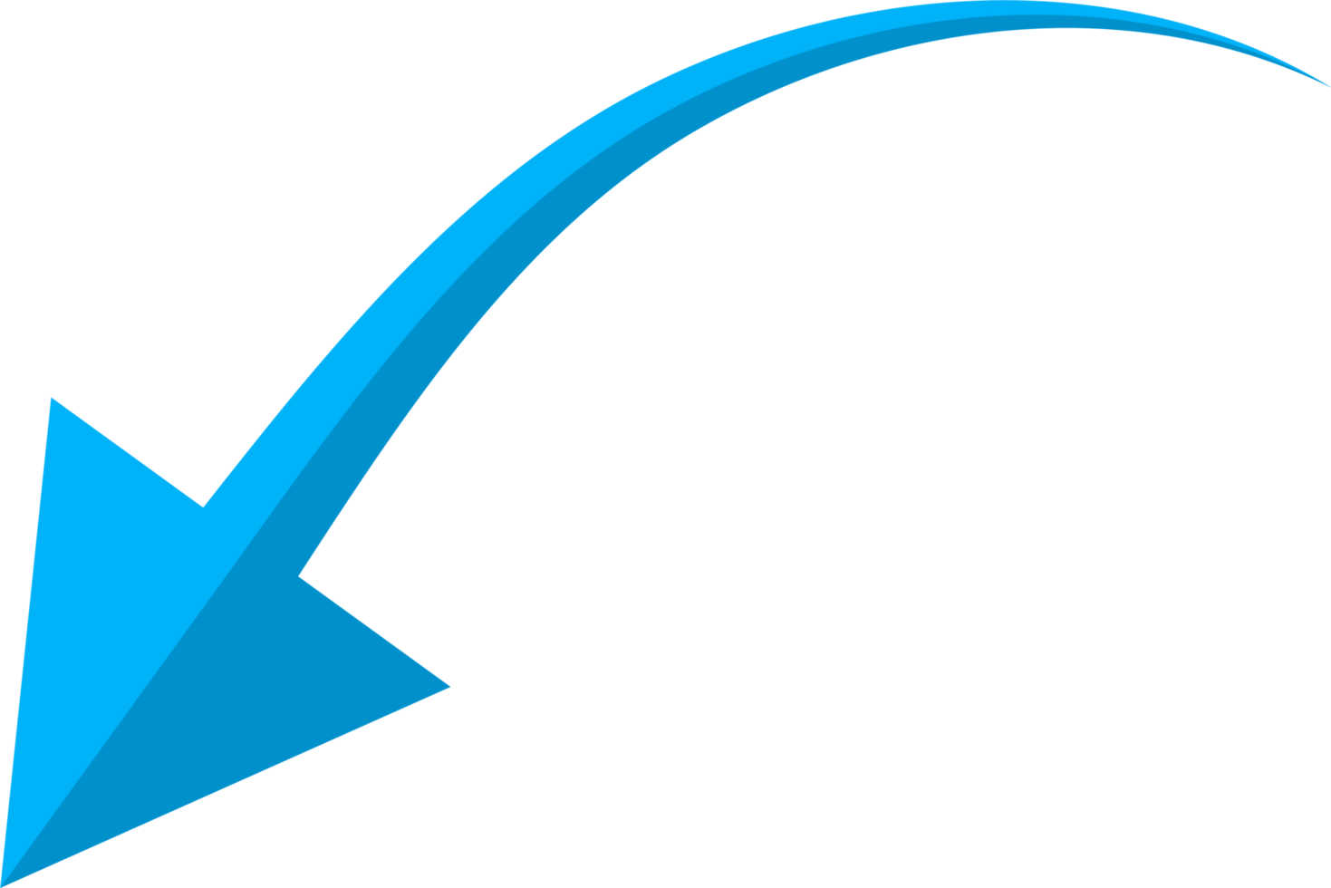 Hand drawn blue curved arrow shape in doodle style png