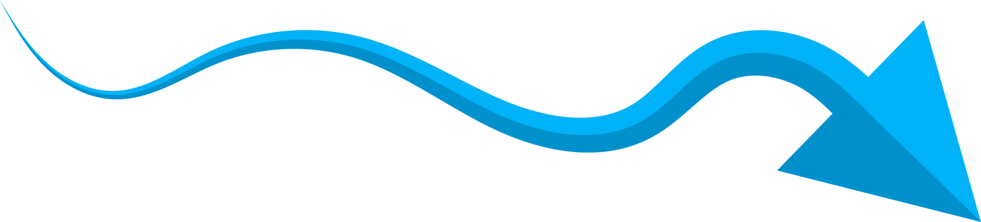 Hand drawn blue curved arrow shape in doodle style png