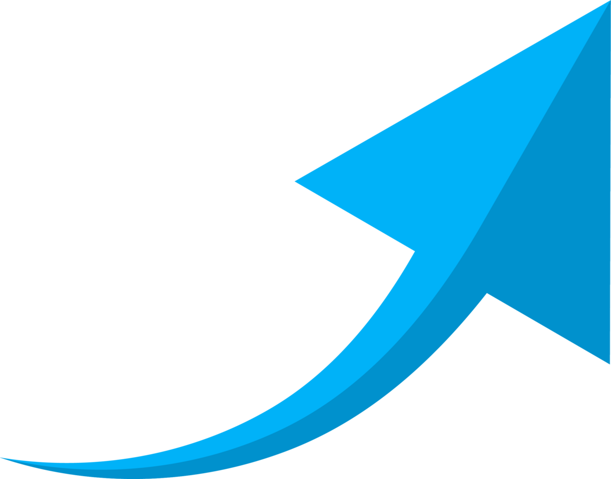 Hand drawn blue curved arrow shape in doodle style png