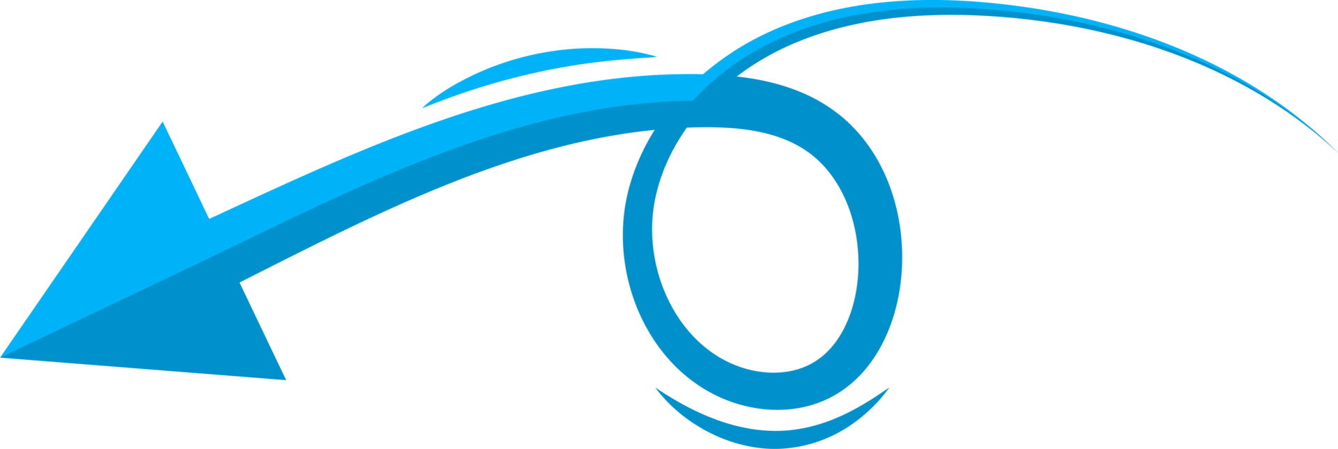 Hand drawn blue curved arrow shape in doodle style png