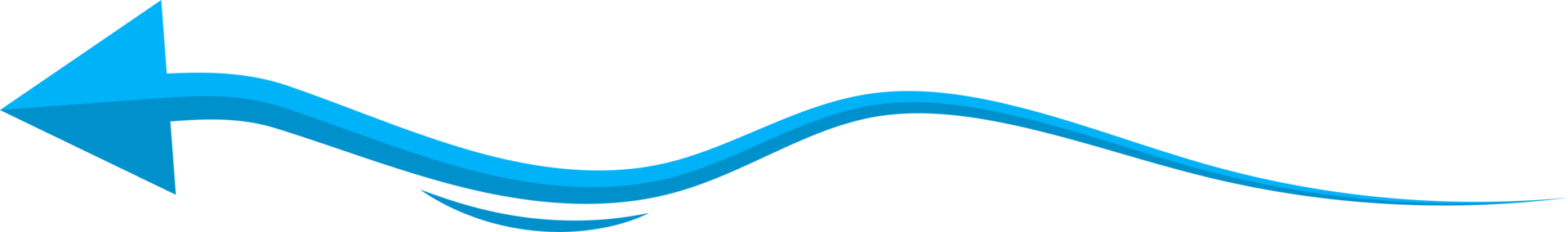 Hand drawn blue curved arrow shape in doodle style png