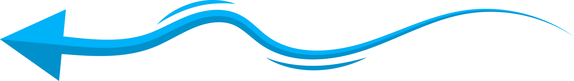 Hand drawn blue curved arrow shape in doodle style png