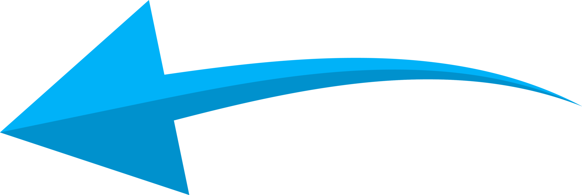 Hand drawn blue curved arrow shape in doodle style png