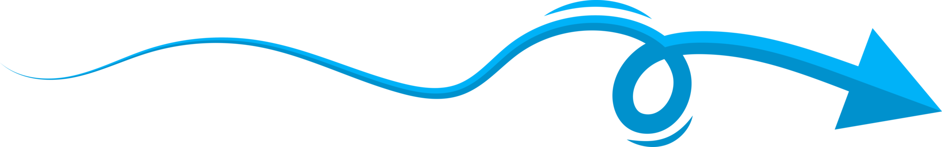 Hand drawn blue curved arrow shape in doodle style png