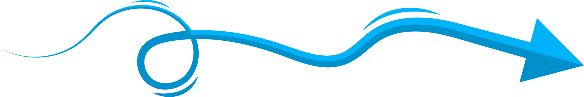 Hand drawn blue curved arrow shape in doodle style png