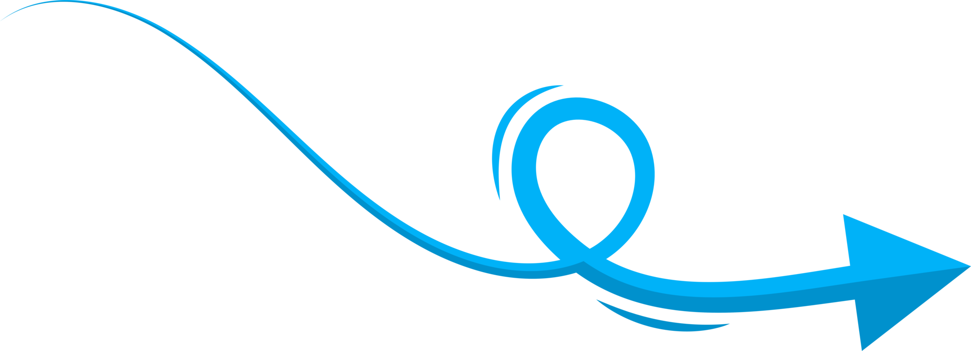 Hand drawn blue curved arrow shape in doodle style png
