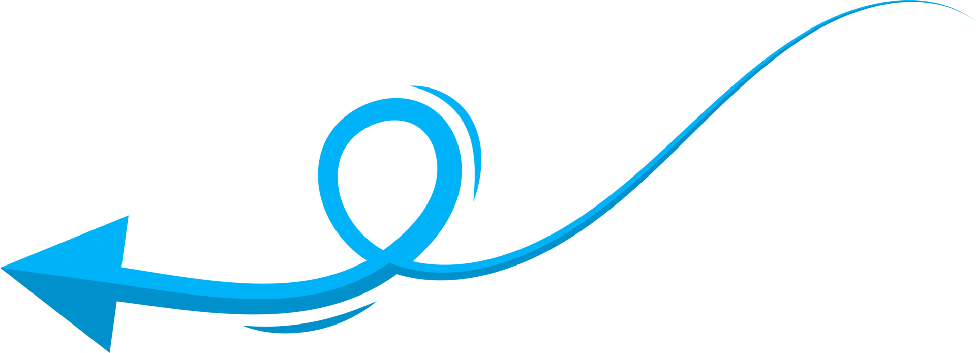 Hand drawn blue curved arrow shape in doodle style png