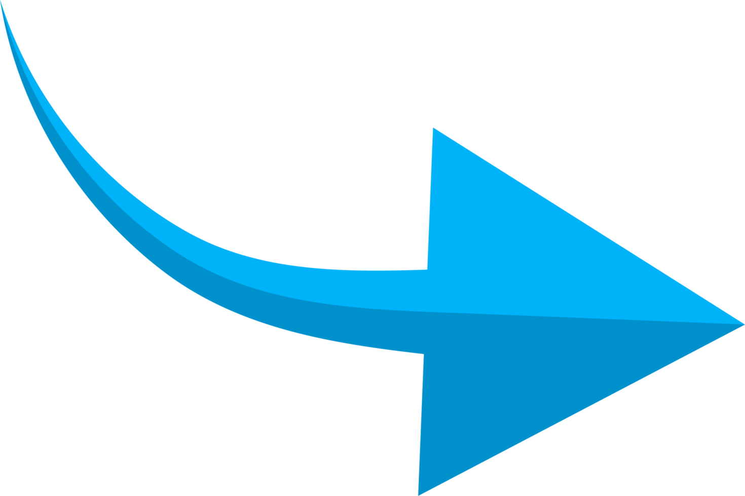 Hand drawn blue curved arrow shape in doodle style png