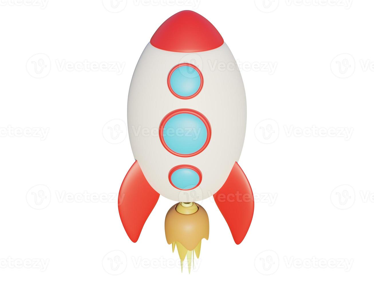 Colored cartoon rocket. 3d render. photo