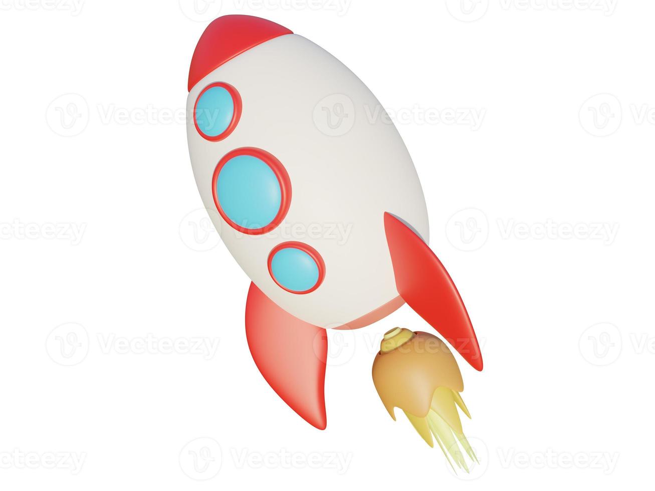 Colored cartoon rocket. 3d render. photo