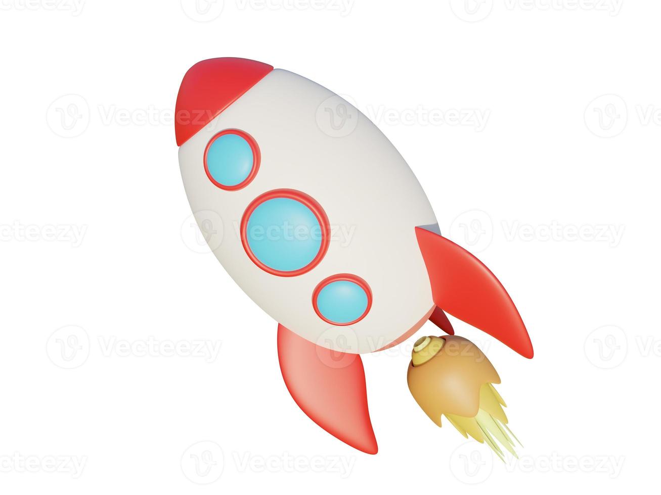 Colored cartoon rocket. 3d render. photo