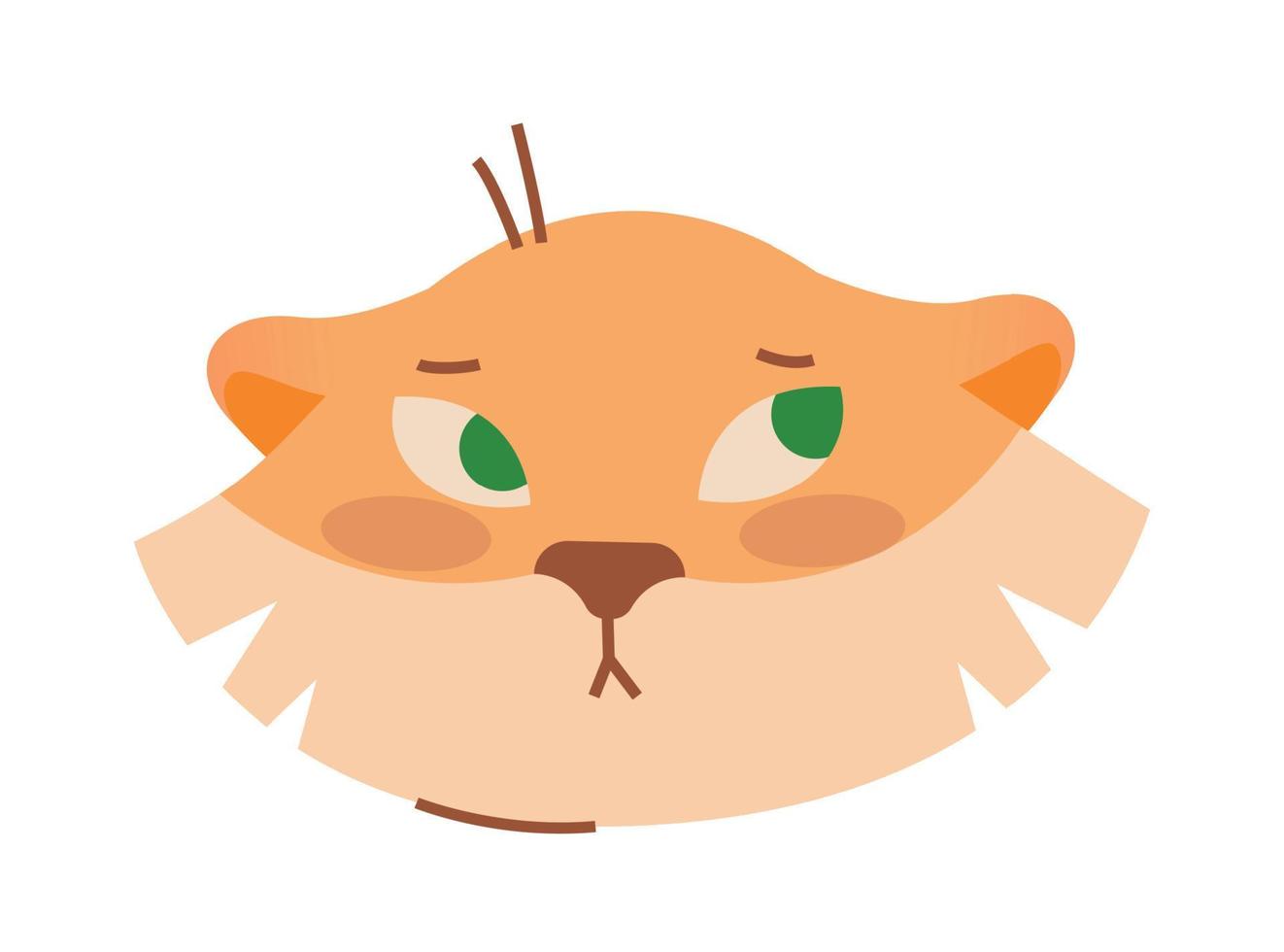 Confused face of a tiger. Vector image.