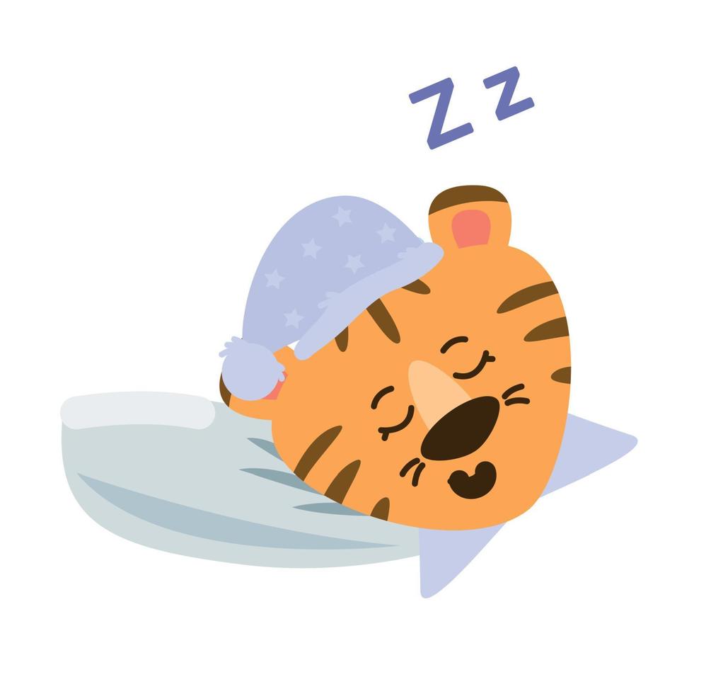 The tiger sleeps in pajamas. Vector image.