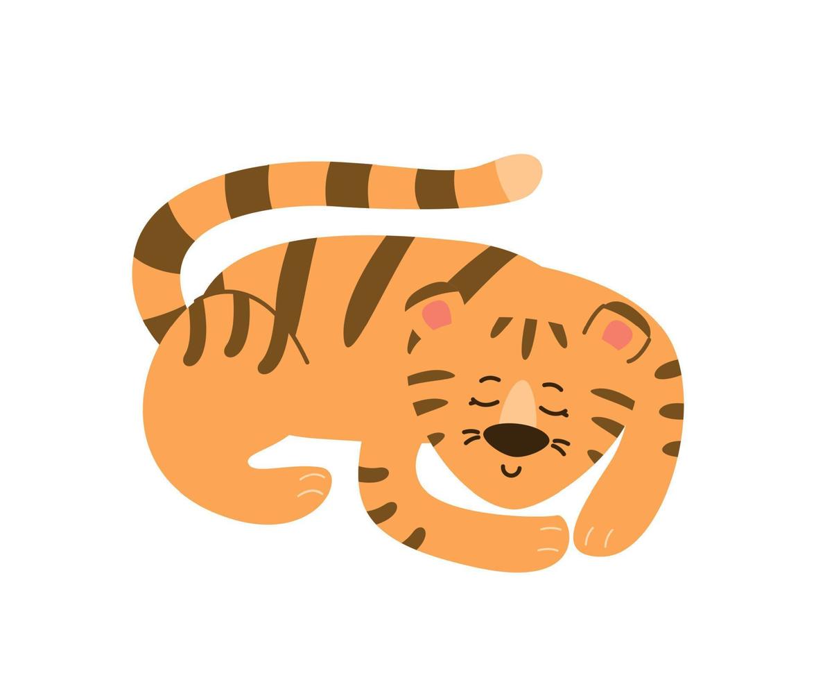 The tiger is sleeping, resting. Vector image.