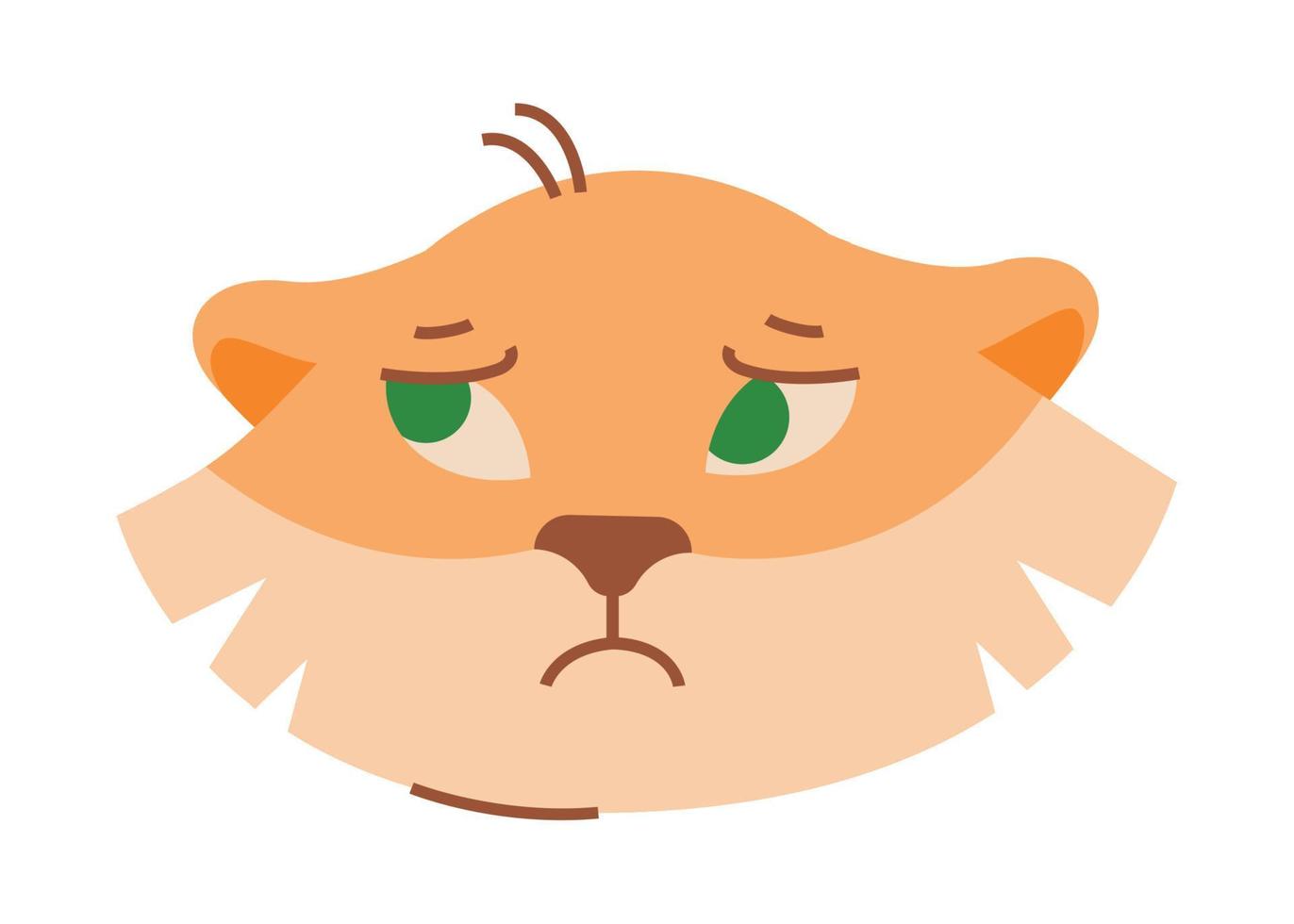 Sad face of a tiger. Vector image.