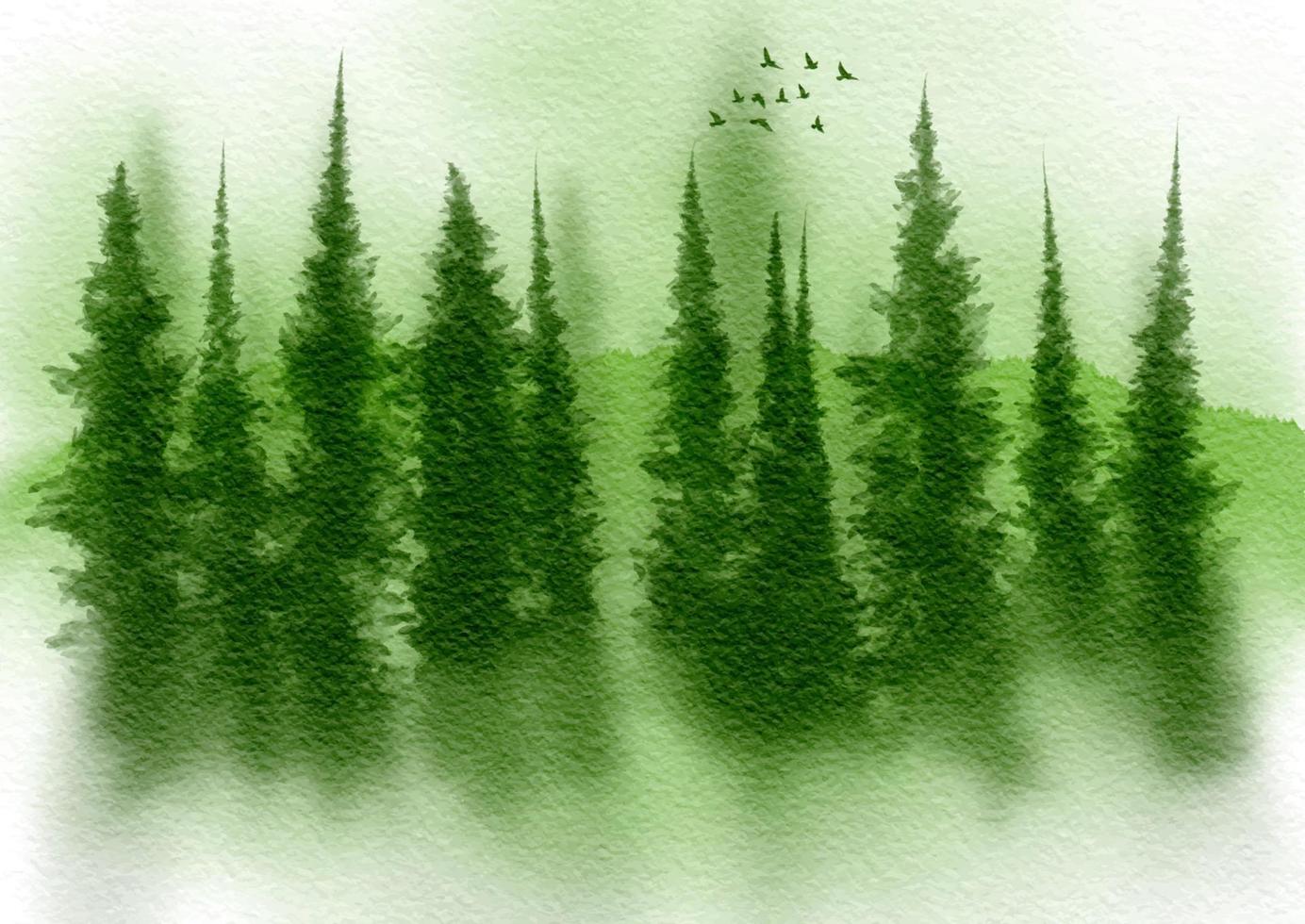 resumen mano pintado acuarela árbol paisaje vector