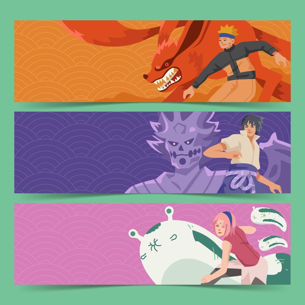 Set of Greatest Ninja Banner Template vector