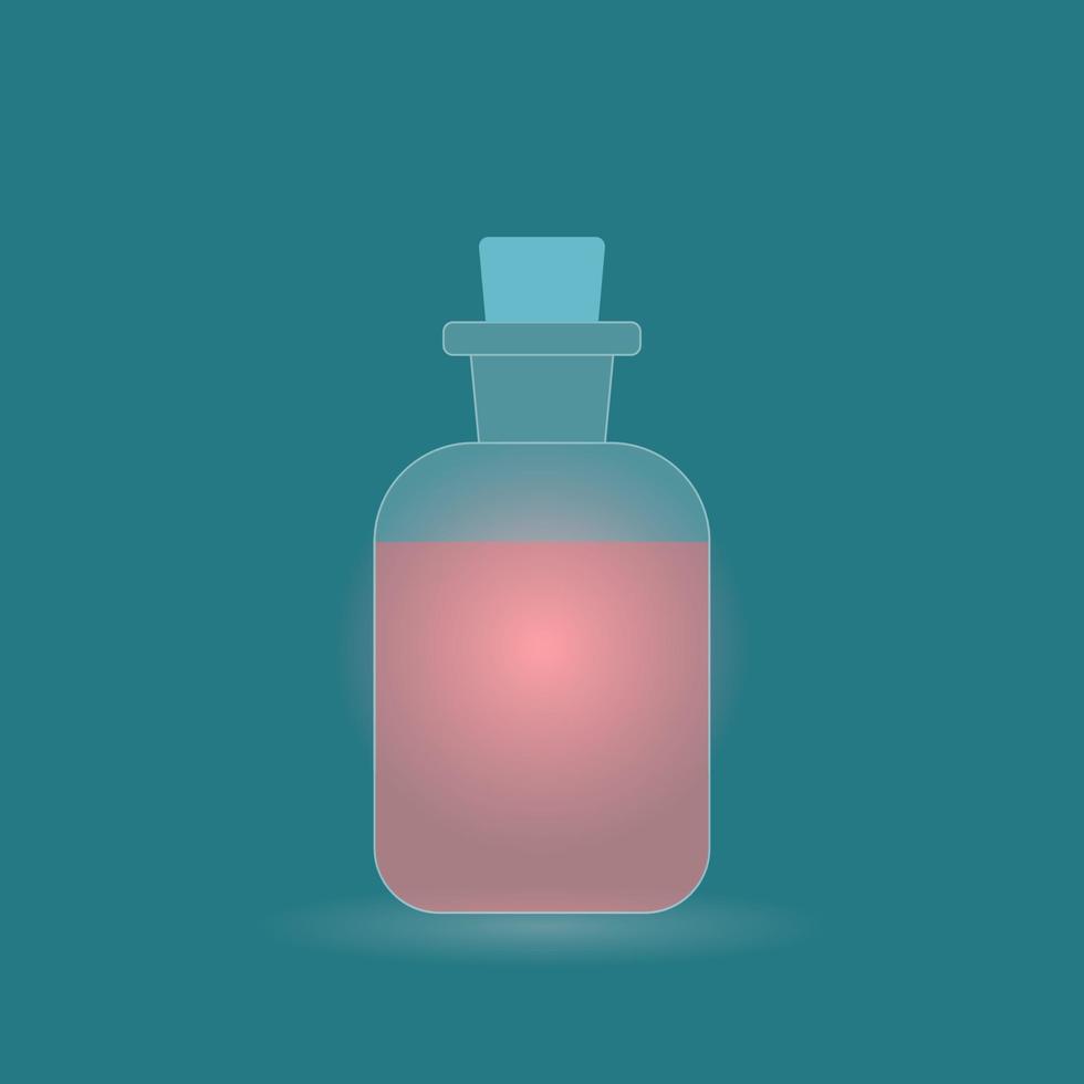 botella con un poción. vector ilustración. morfismo de vidrio diseño estilo.