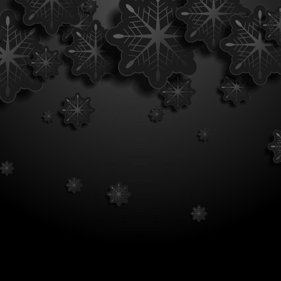 Black abstract paper snowflakes Christmas holiday background vector