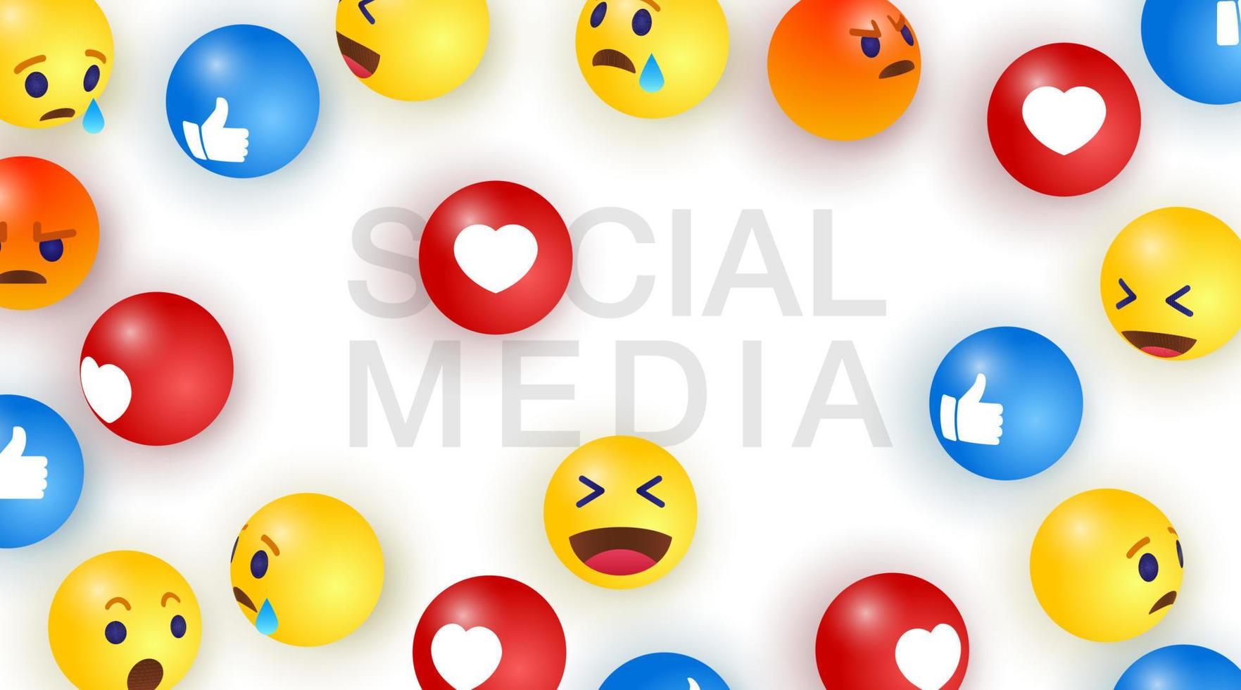 Social media with emoji background with Group of Abstract Smiley Emoticons, Emoji. Vector Illustration