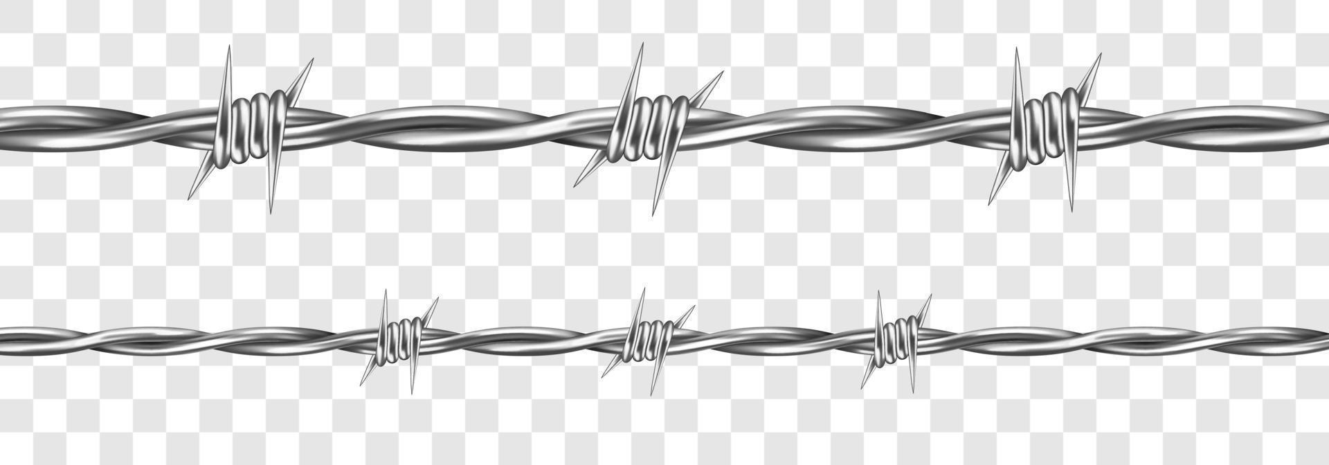 Metal steel barbed wire with thorns or spikes vector