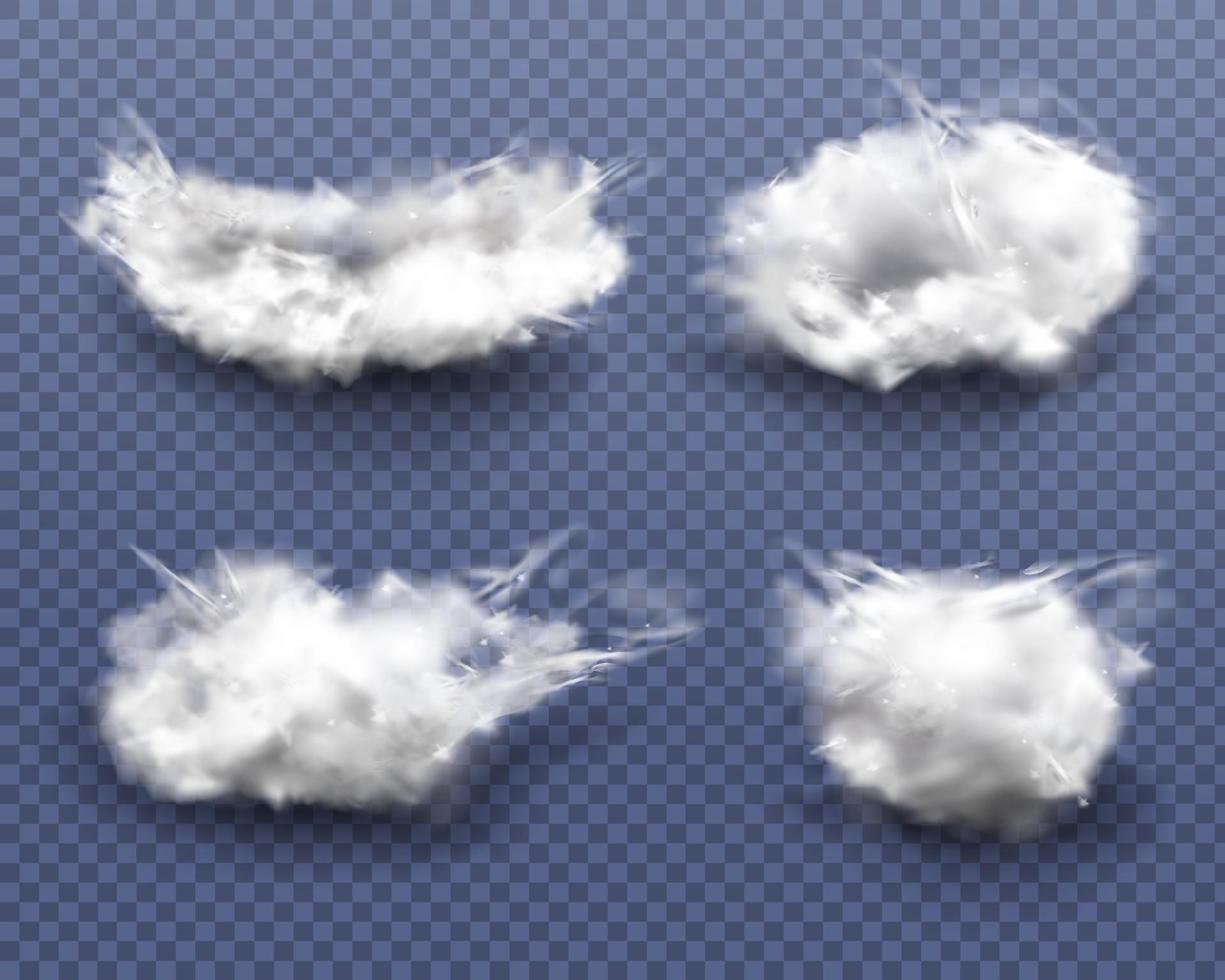 Vector white fluffy clouds in blue sky