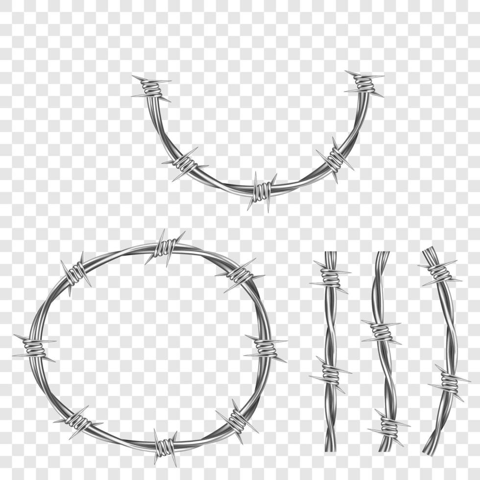 Metal steel barbed wire part with thorns or spikes vector