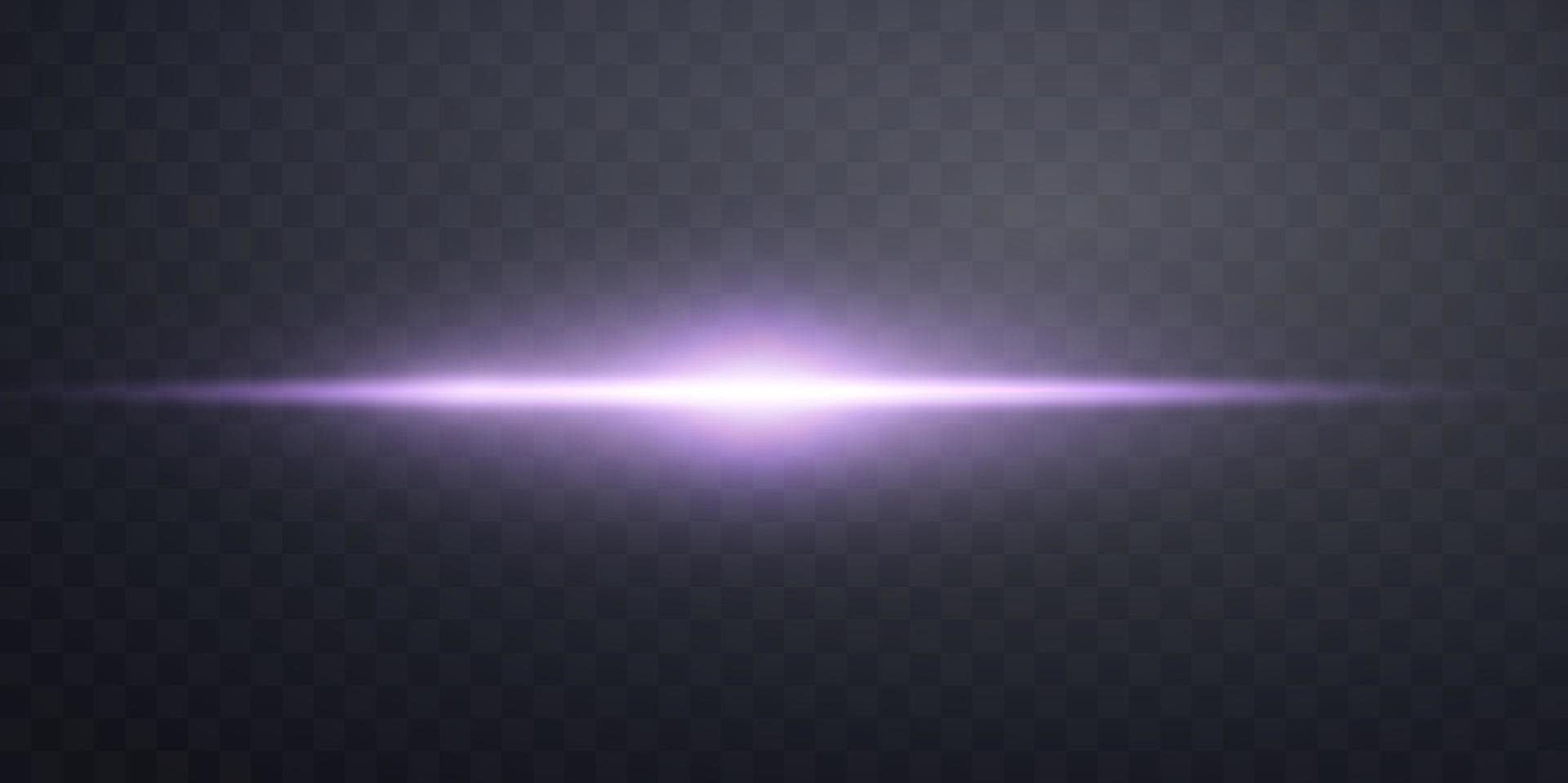 Purple horizontal lens flare. Purple glow flare light effect. Vector illustration.