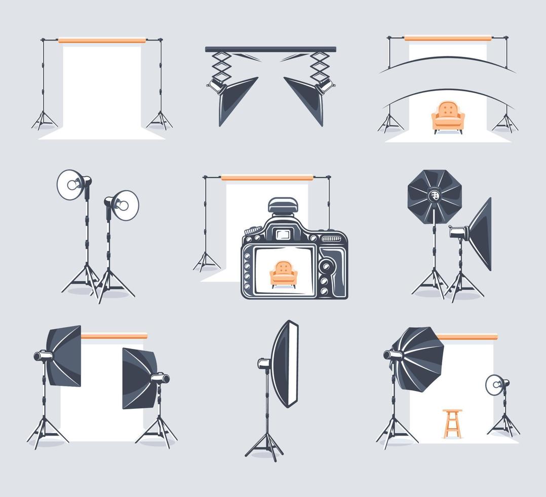 Set of elements of the photo studio vector