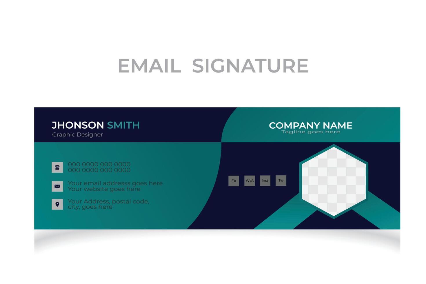 simple clean minimal email signature design, creative business vector template