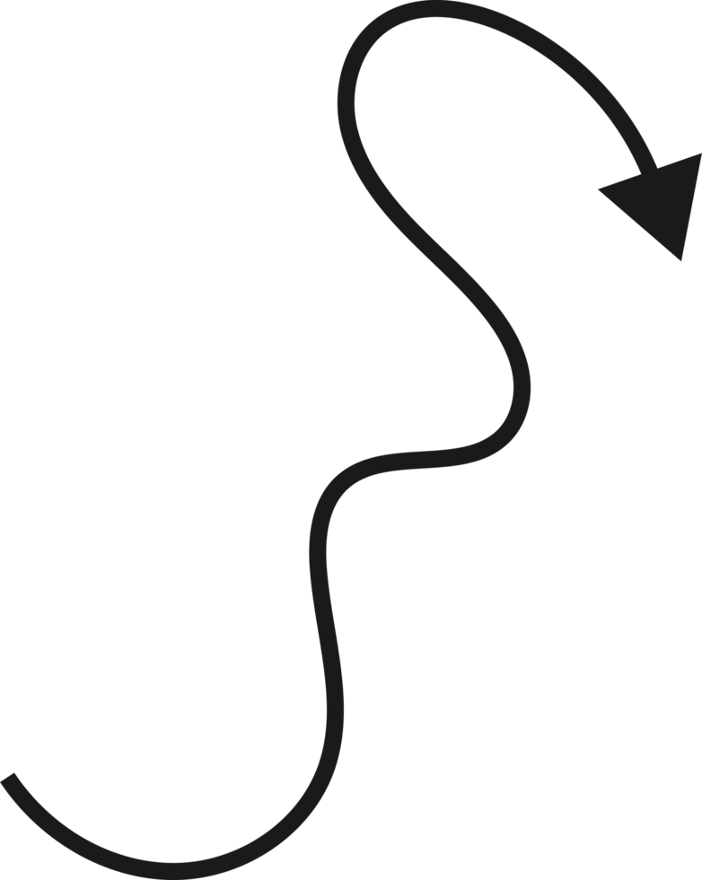 Hand drawn curved arrow shape. Arrow line png