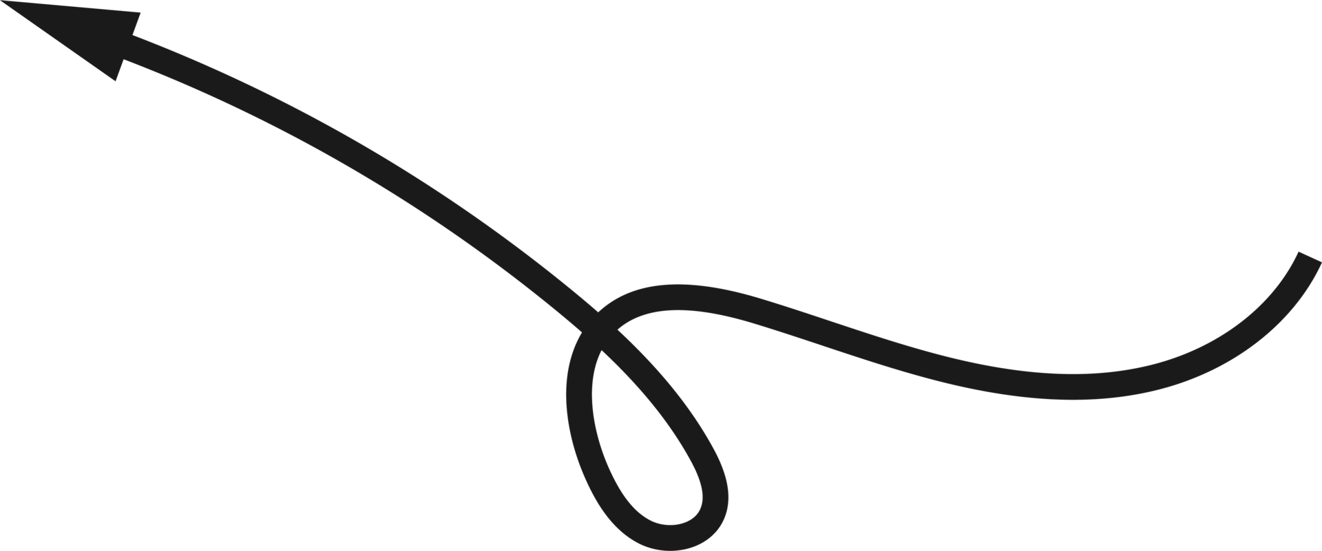 Hand drawn curved arrow shape. Arrow line png