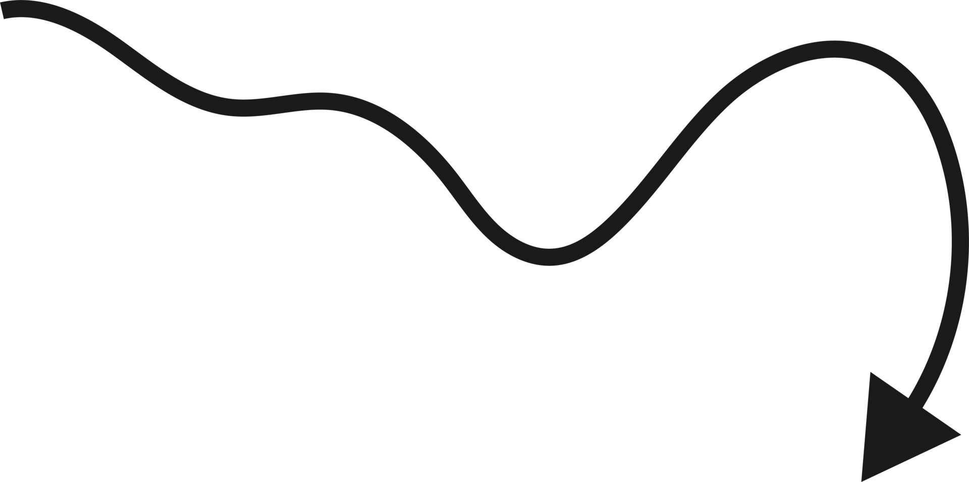 Hand drawn curved arrow shape. Arrow line png