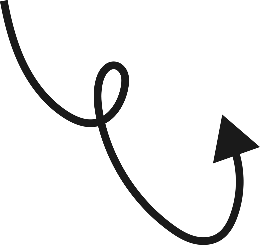 Hand drawn curved arrow shape. Arrow line png