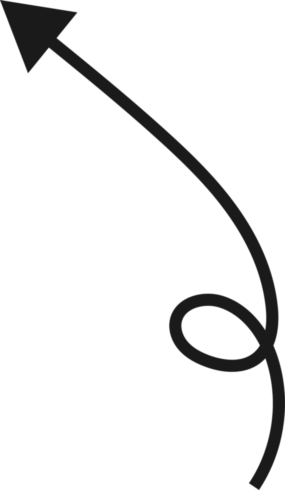 Hand drawn curved arrow shape. Arrow line png