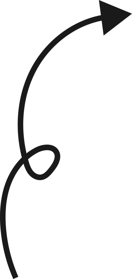 Hand drawn curved arrow shape. Arrow line png