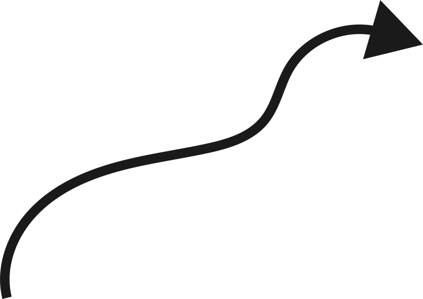 Hand drawn curved arrow shape. Arrow line png