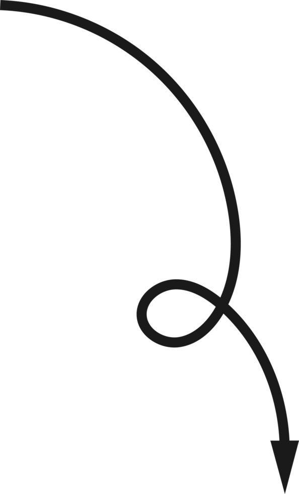 Hand drawn curved arrow shape. Arrow line png