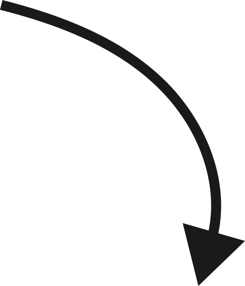 Hand drawn curved arrow shape. Arrow line png