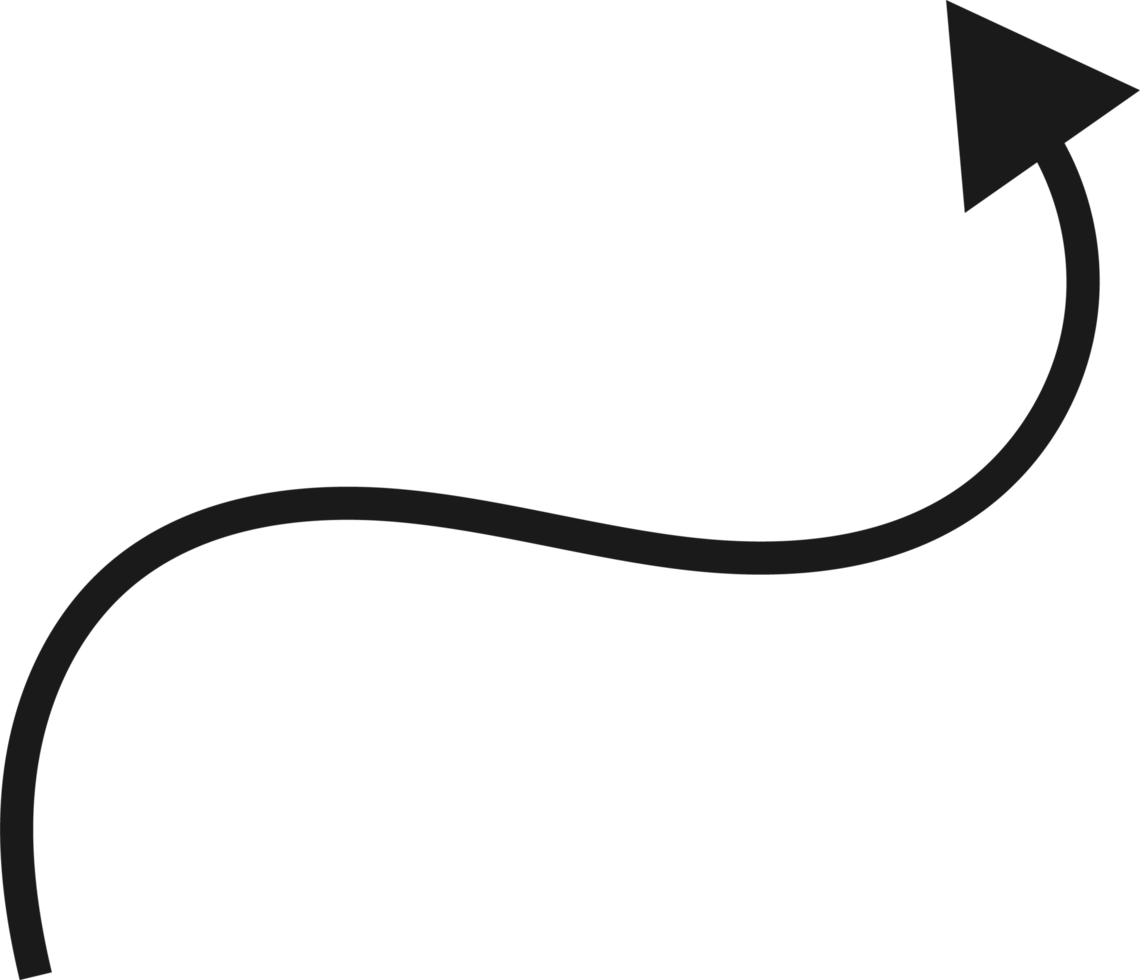 Hand drawn curved arrow shape. Arrow line png