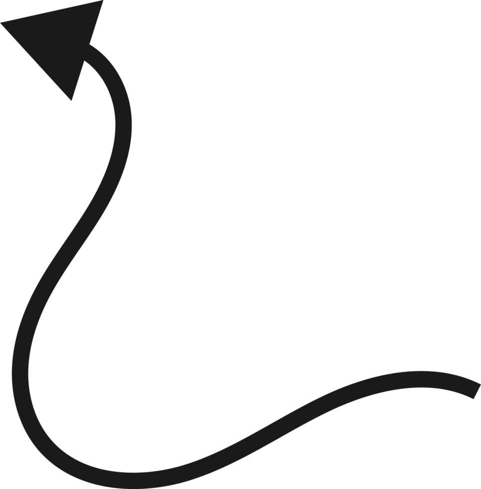 Hand drawn curved arrow shape. Arrow line png