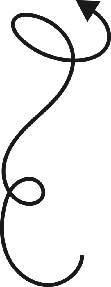 Hand drawn curved arrow shape. Arrow line png