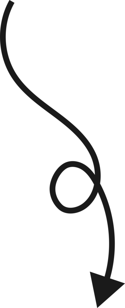 Hand drawn curved arrow shape. Arrow line png