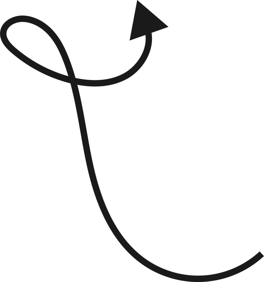 Hand drawn curved arrow shape. Arrow line png