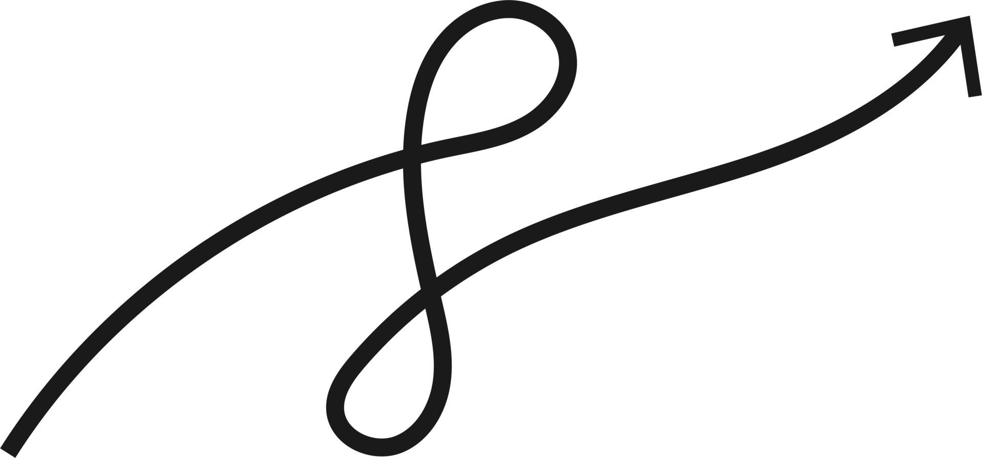 Hand drawn curved arrow shape. Arrow line png