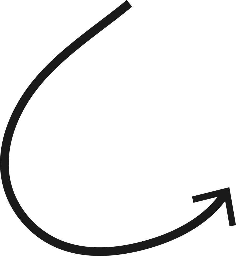 Hand drawn curved arrow shape. Arrow line png