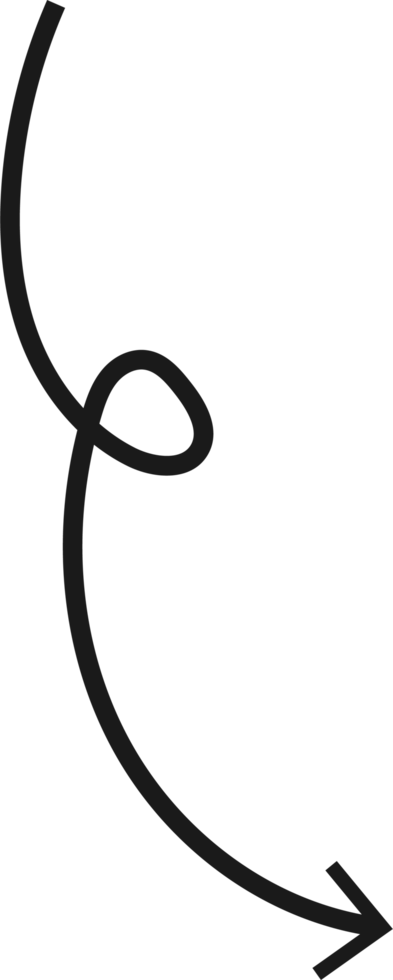 Hand drawn curved arrow shape. Arrow line png